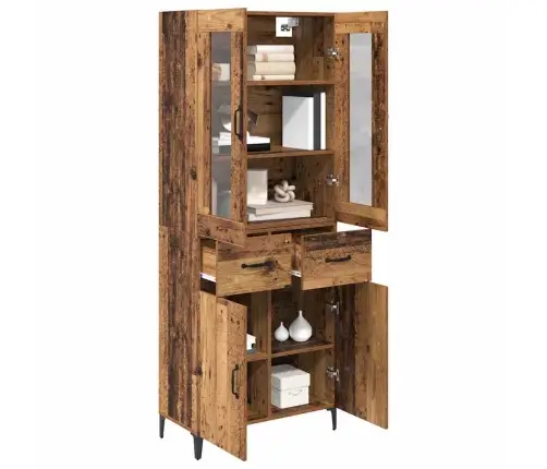 Augstais Skapītis Ar Atvilktni Vecs Koks 69,5 X 34 X 180 Cm Vidaxl