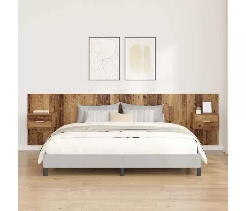 Gultas Galva Ar Skapīšu 3 Pcs Vecs Koks Inženierijas Koks Vidaxl