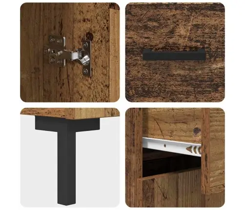 Augstais Skapītis Ar Atvilktni Vecs Koks 69,5 X 34 X 180 Cm Vidaxl