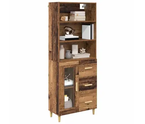 Augstais Skapītis Vecs Koks 69,5 X 34 X 180 Cm Vidaxl