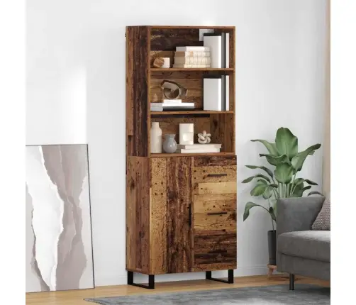 Augstais Skapītis Ar Atvilktni Vecs Koks 69,5 X 34 X 180 Cm Vidaxl