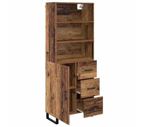 Augstais Skapītis Ar Atvilktni Vecs Koks 69,5 X 34 X 180 Cm Vidaxl
