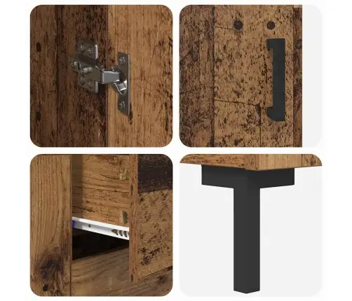 Augstais Skapītis 2 Pcs Vecs Koks 69,5 X 34 X 180 Cm Vidaxl