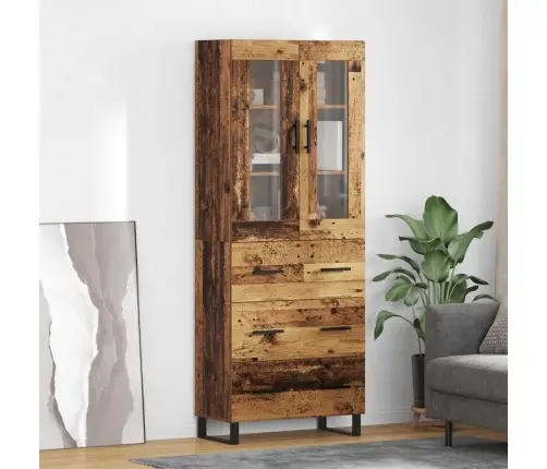 Augstais Skapītis 2 Pcs Vecs Koks Koka Un Stikla Materiāls Vidaxl