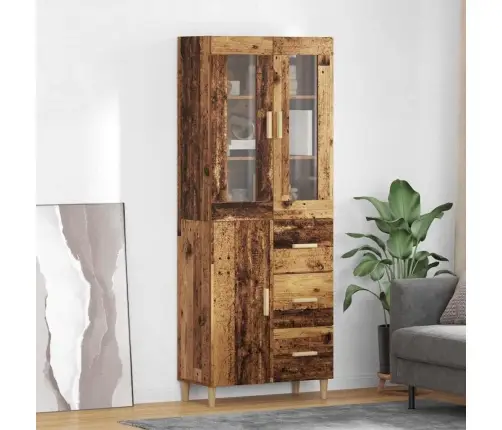 Augstais Skapītis Ar Atvilktni Vecs Koks 69,5 X 34 X 180 Cm Vidaxl