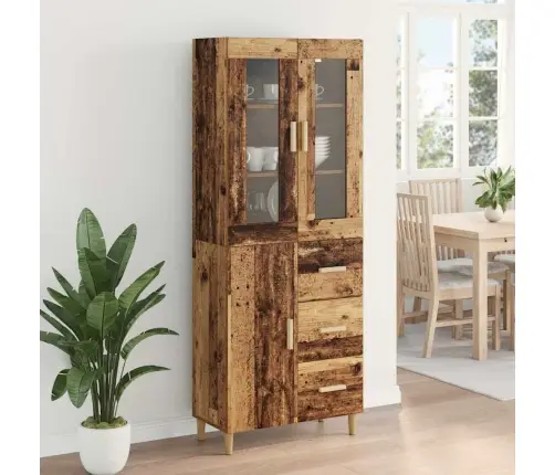 Augstais Skapītis Ar Atvilktni Vecs Koks 69,5 X 34 X 180 Cm Vidaxl