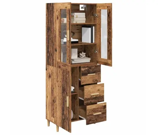 Augstais Skapītis Ar Atvilktni Vecs Koks 69,5 X 34 X 180 Cm Vidaxl