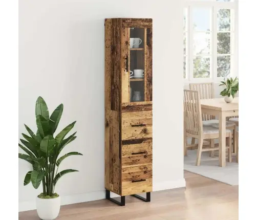 Augstais Skapītis Ar Atvilktni Vecs Koks 69,5 X 34 X 180 Cm Vidaxl