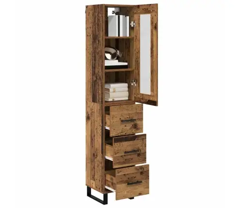 Augstais Skapītis Ar Atvilktni Vecs Koks 69,5 X 34 X 180 Cm Vidaxl