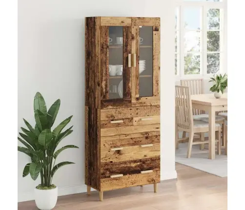 Aukštas Spintelė Su Stalčių Senovinis Medis 69,5 X 34 X 180 Cm