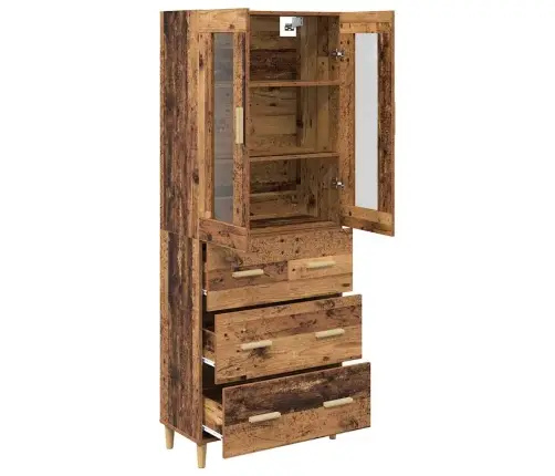 Aukštas Spintelė Su Stalčių Senovinis Medis 69,5 X 34 X 180 Cm