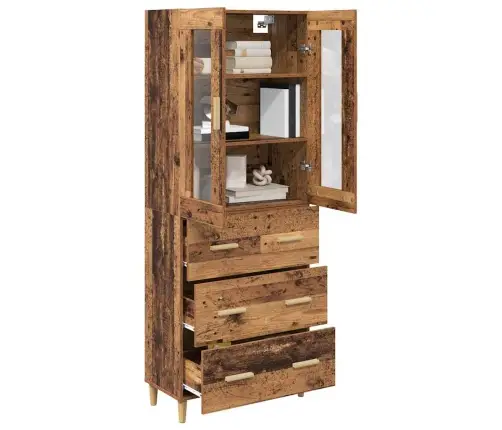 Aukštas Spintelė Su Stalčių Senovinis Medis 69,5 X 34 X 180 Cm