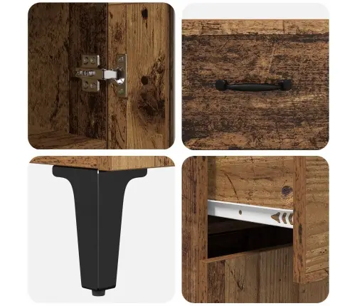 Augstais Skapītis Ar Atvilktni Vecs Koks 69,5 X 34 X 180 Cm Vidaxl