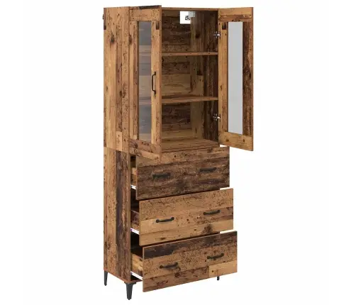 Augstais Skapītis Ar Atvilktni Vecs Koks 69,5 X 34 X 180 Cm Vidaxl