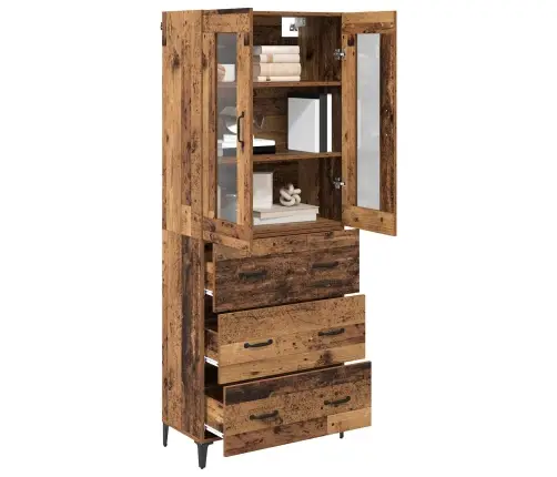 Augstais Skapītis Ar Atvilktni Vecs Koks 69,5 X 34 X 180 Cm Vidaxl