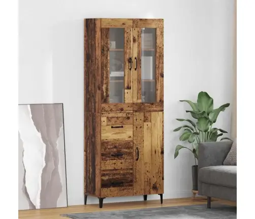 Augstais Skapītis Ar Atvilktni Vecs Koks 69,5 X 34 X 180 Cm Vidaxl