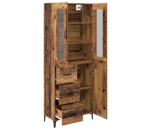 Augstais Skapītis Ar Atvilktni Vecs Koks 69,5 X 34 X 180 Cm Vidaxl