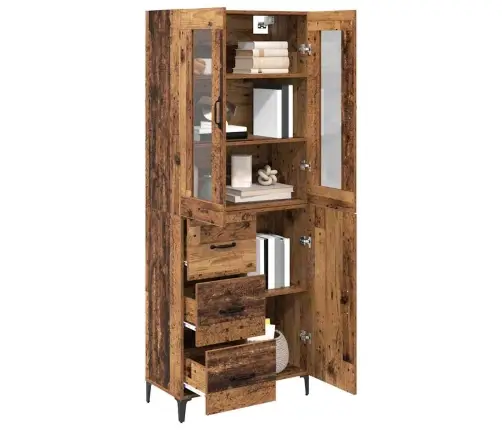 Augstais Skapītis Ar Atvilktni Vecs Koks 69,5 X 34 X 180 Cm Vidaxl
