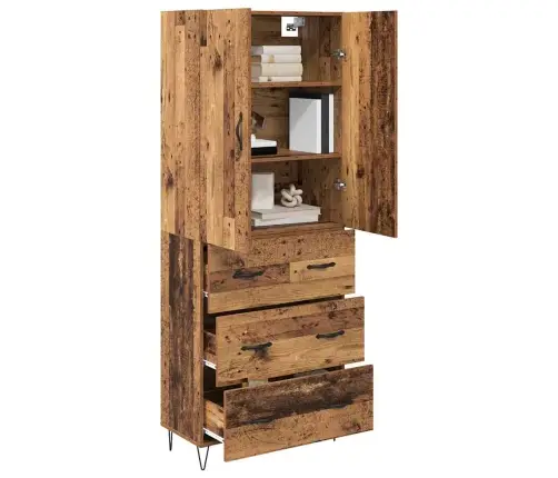 Aukštas Spintelė Su Stalčių 2 Pcs Senas Medis