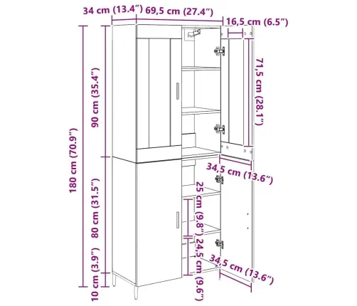 Aukštas Spintelė 2 Pcs Senovinis Medis
