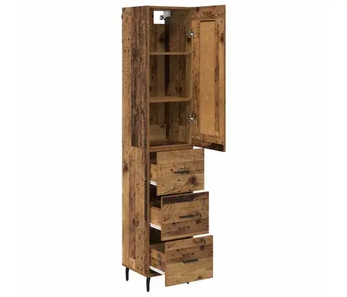 Augstais Skapītis Ar Atvilktni Vecs Koks 34,5 X 34 X 180 Cm Vidaxl