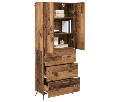 Augstais Skapītis Ar Atvilktni Vecs Koks 69,5 X 34 X 180 Cm Vidaxl