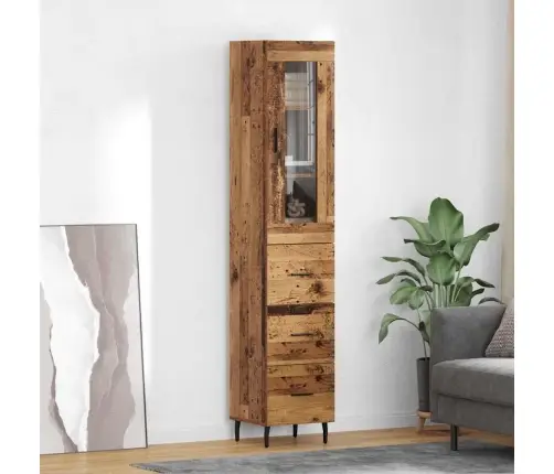 Augstais Skapītis Ar Atvilktni Vecs Koks 34,5 X 34 X 180 Cm Vidaxl