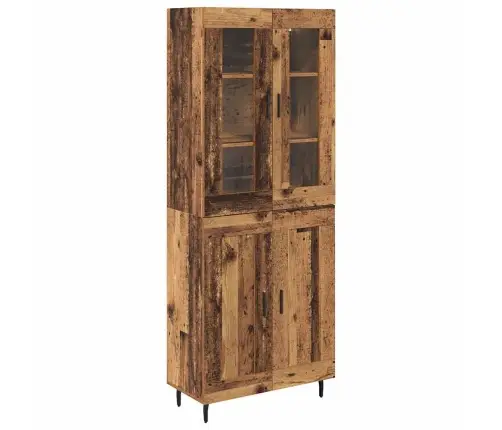 Augstais Skapītis 2 Pcs Vecs Koks Koka Un Stikla Materiāls Vidaxl