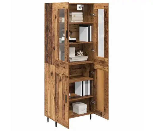 Augstais Skapītis 2 Pcs Vecs Koks Koka Un Stikla Materiāls Vidaxl