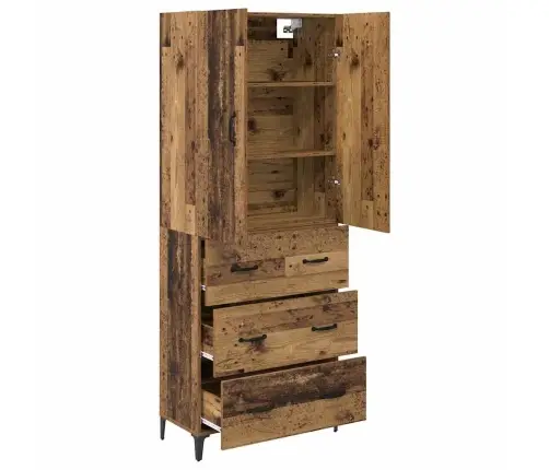 Augstais Skapītis Ar Atvilktni Vecs Koks 69,5 X 34 X 180 Cm Vidaxl