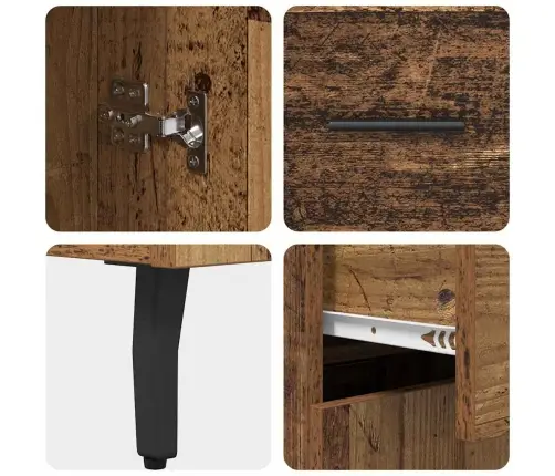 Augstais Skapītis 2 Pcs Vecs Koks Koka Un Stikla Materiāls Vidaxl