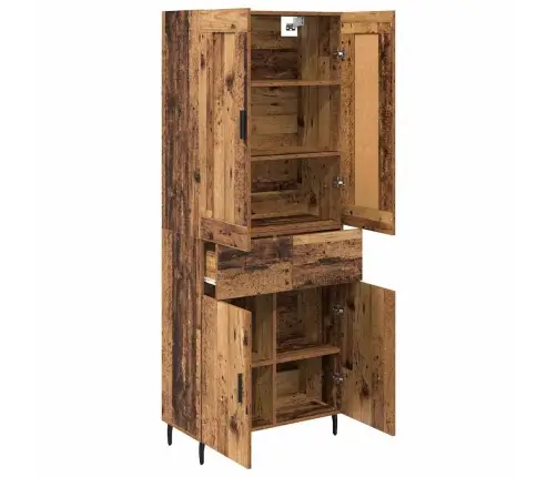 Augstais Skapītis 2 Pcs Vecs Koks Koka Un Stikla Materiāls Vidaxl