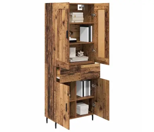 Augstais Skapītis 2 Pcs Vecs Koks Koka Un Stikla Materiāls Vidaxl