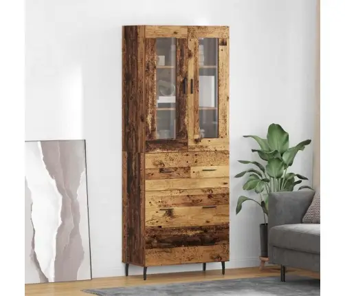 Aukštas Spintelė 2 Pcs Senovinis Medis Apdirbta Mediena