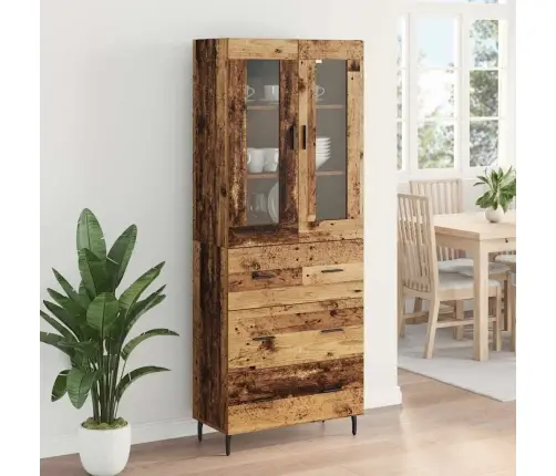 Aukštas Spintelė 2 Pcs Senovinis Medis Apdirbta Mediena