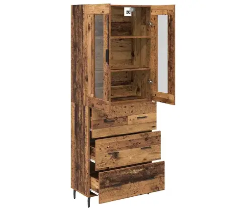 Aukštas Spintelė 2 Pcs Senovinis Medis Apdirbta Mediena