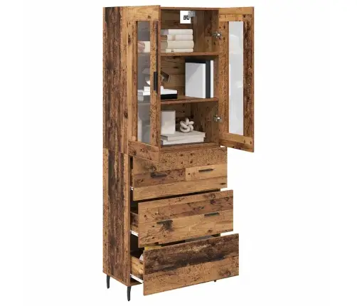 Aukštas Spintelė 2 Pcs Senovinis Medis Apdirbta Mediena