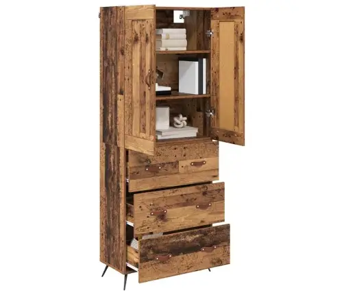 Aukštas Spintelė Su Stalčių Senovinis Medis 69,5 X 34 X 180 Cm