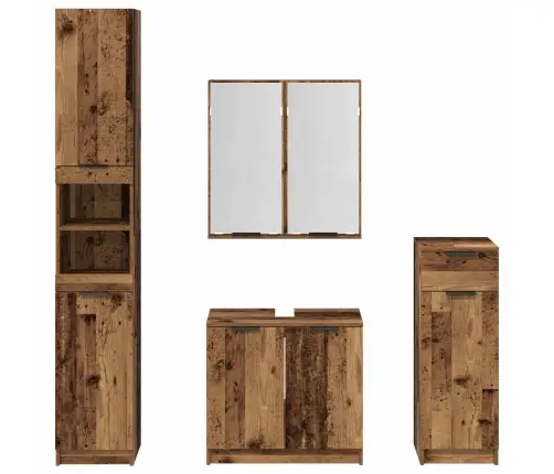 Vannas Istabas Mēbeļu Komplekts Ar Atvilktni 4 Pcs Vecs Koks Vidaxl