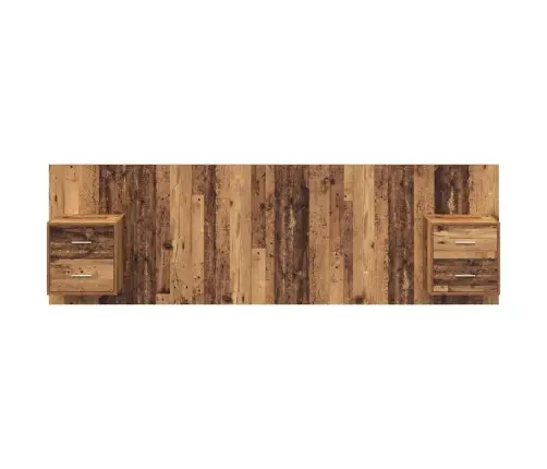 Galvos Aukštas Su Spinta 3 Pcs Senovinis Medis Apdirbta Mediena