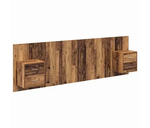 Galvos Aukštas Su Spinta 3 Pcs Senovinis Medis Apdirbta Mediena