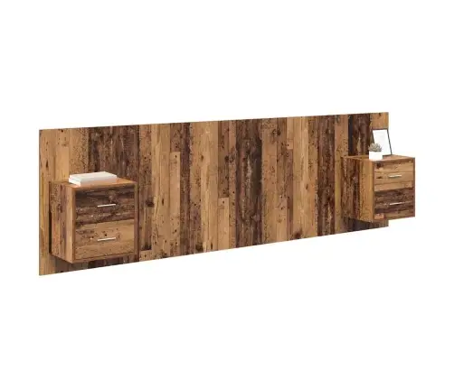 Galvos Aukštas Su Spinta 3 Pcs Senovinis Medis Apdirbta Mediena