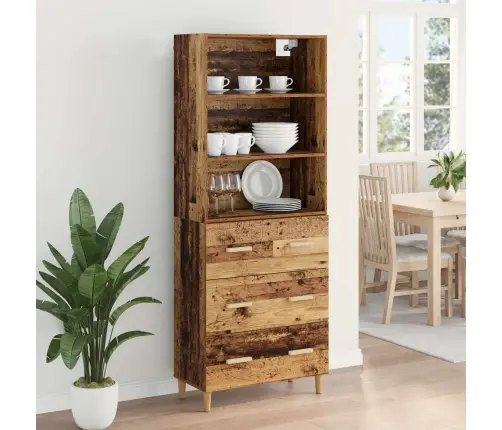 Augstais Skapītis Ar Atvilktni Vecs Koks 69,5 X 32,5 X 180 Cm Vidaxl