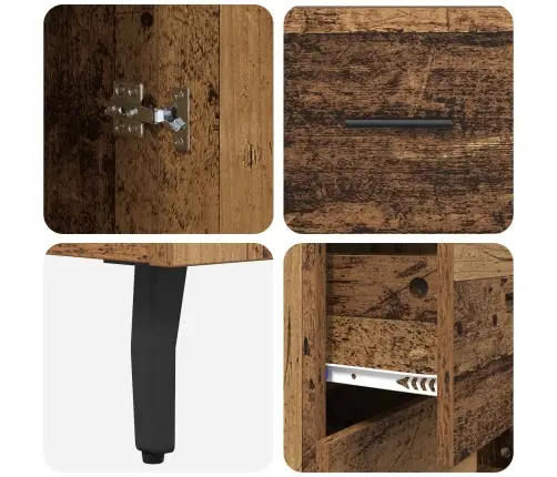 Augstais Skapītis 2 Pcs Vecs Koks Koka Un Stikla Materiāls Vidaxl