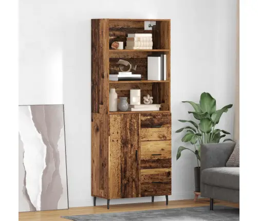 Augstais Skapītis 2 Pcs Vecs Koks Koka Un Stikla Materiāls Vidaxl