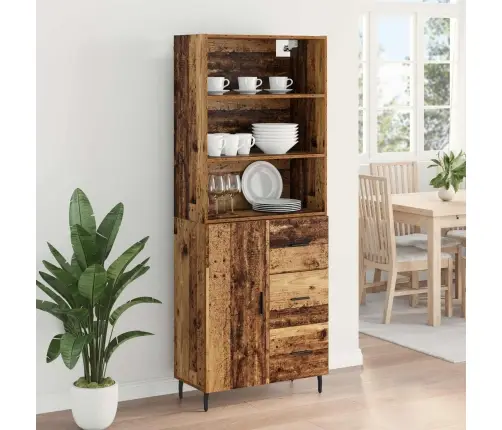 Augstais Skapītis 2 Pcs Vecs Koks Koka Un Stikla Materiāls Vidaxl