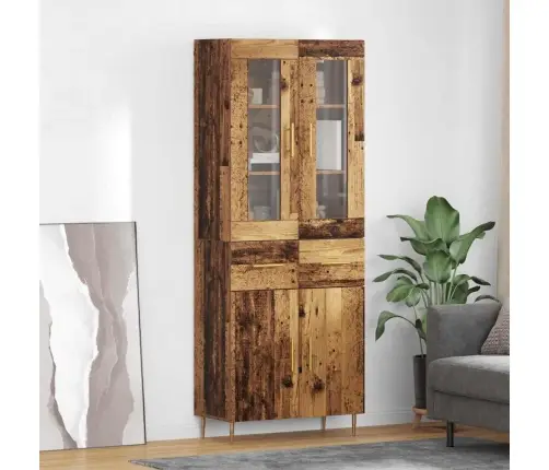 Aukštas Spintelė 2 Pcs Senas Medis 69,5 X 34 X 180 Cm