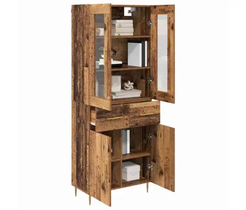 Aukštas Spintelė 2 Pcs Senas Medis 69,5 X 34 X 180 Cm