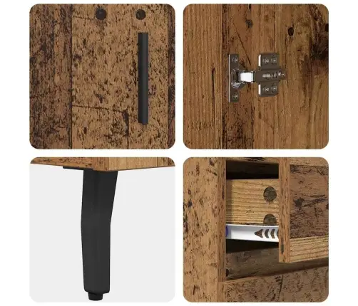 Augstais Skapītis 2 Pcs Vecs Koks Koka Un Stikla Materiāls Vidaxl