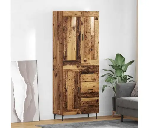 Augstais Skapītis 2 Pcs Vecs Koks Koka Un Stikla Materiāls Vidaxl